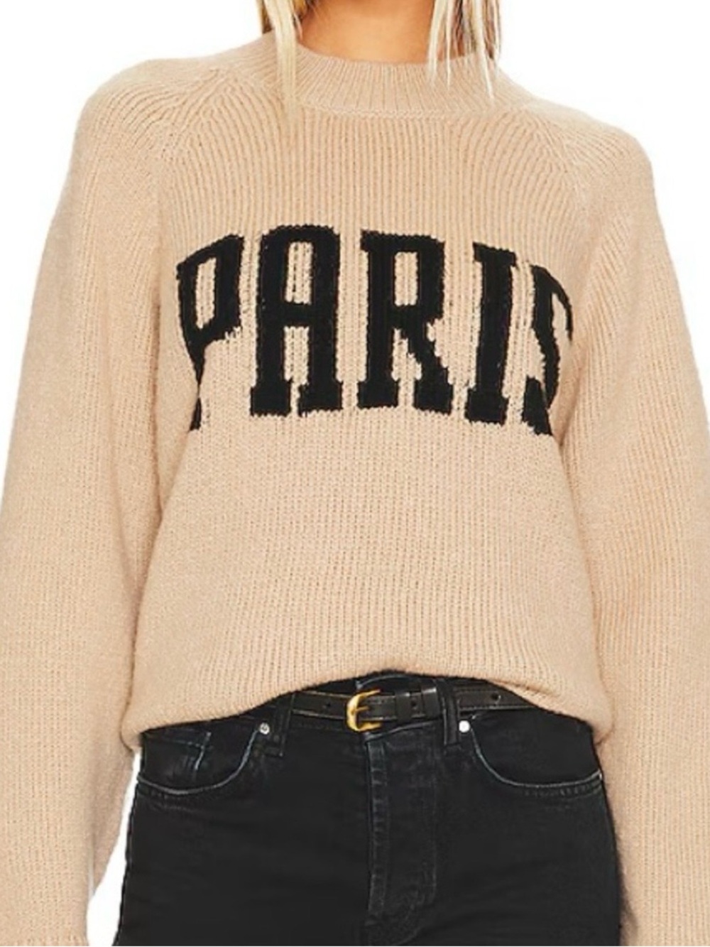 Anine Bing Kendrick University Paris Sweater in Light Camel